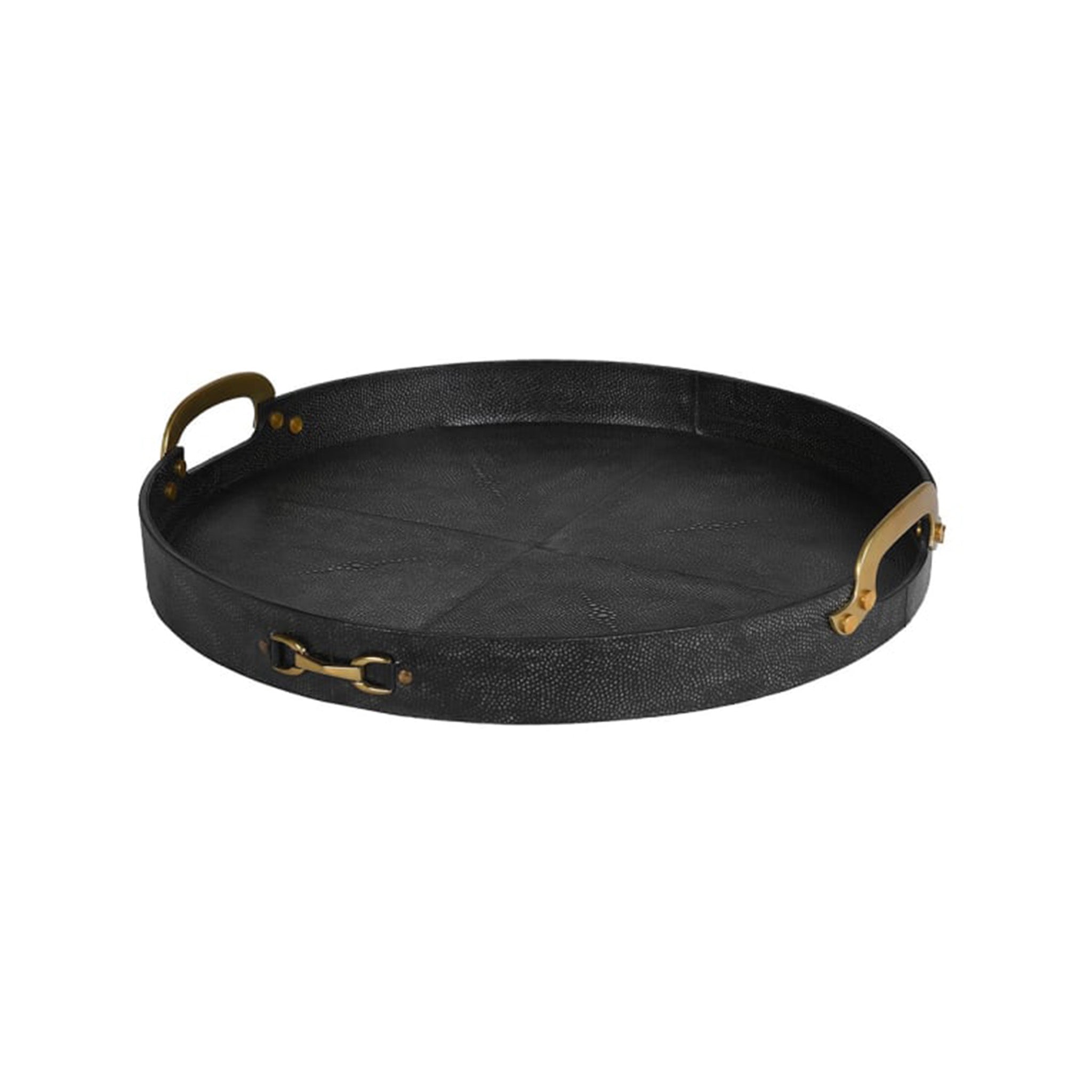 Black Shagreen Tray with Brass Detail